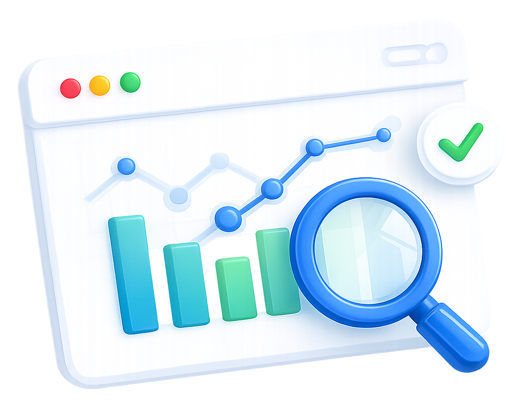 SEO analytics browser illustration